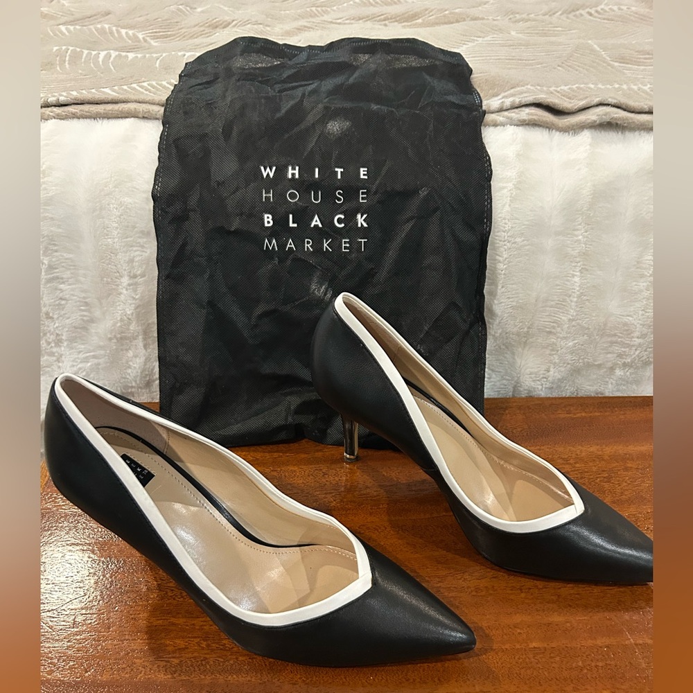 White House Black Market Black and White Women's Heels